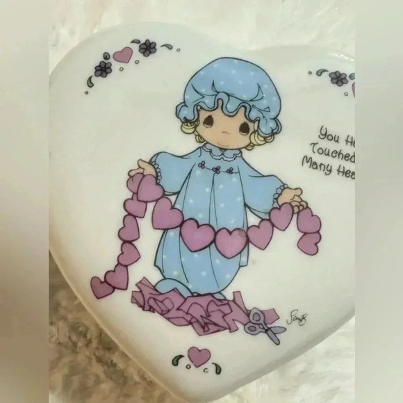 Vintage Precious Moments Heart Trinket Box Jewelry Holder - Picture 3 of 11
